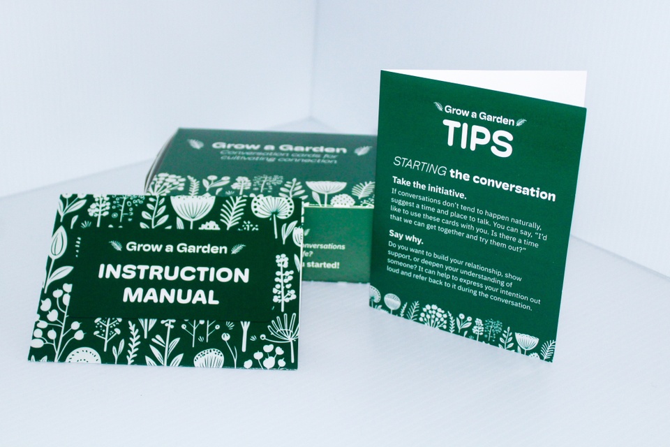 "Grow a Garden" conversational cards box