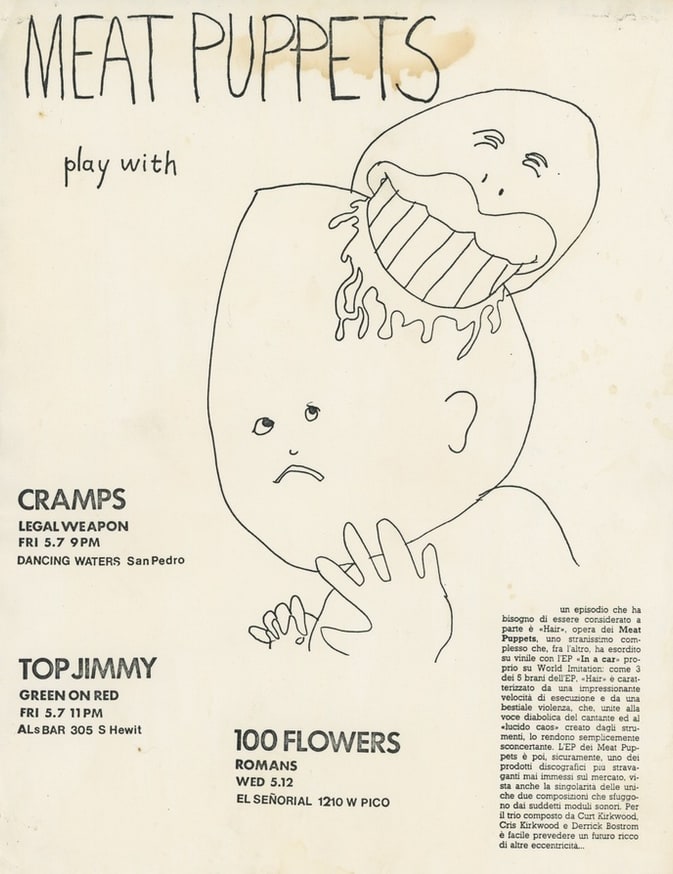 Meat Puppets, Cramps, Legal Weapons, Top Jimmy, Green on Red, 100 Flowers, Romans