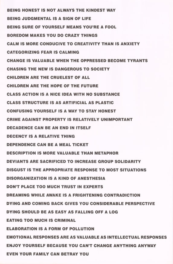 Truisms, 1977-1979 (Being honest is not always the kindest way — Even your family)