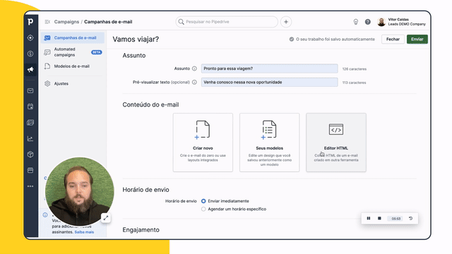 Crie campanhas de marketing com o Campaigns